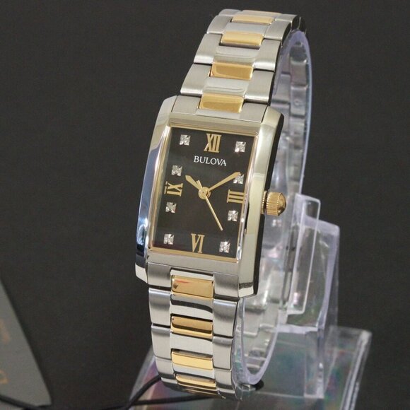 Bulova Diamonds Collection Ladies Tank Watch Two Tone Diamond Indices 21mm main image 9